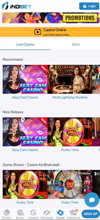 indibet app live casino
